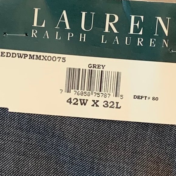 NWT, Ralph Lauren Men’s Grey Ultra Flex Flat Front No Cuff Dress Pant 42wx32L - Picture 7 of 8